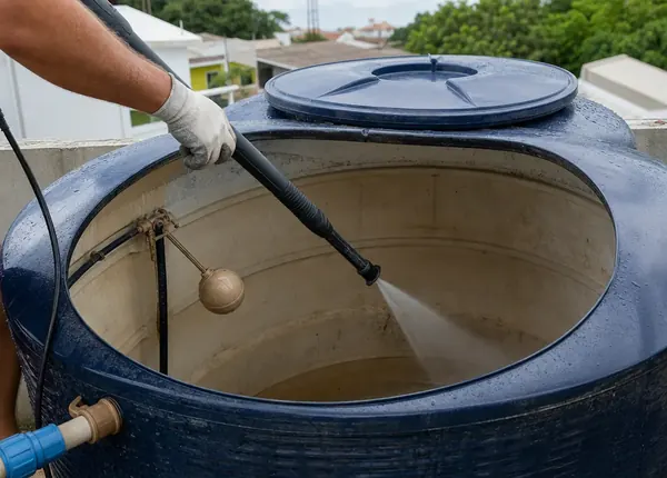 Profissional avaliando reservatório de água em Curitiba